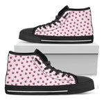 Pink Ladybug Pattern Print Black High Top Shoes