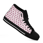Pink Ladybug Pattern Print Black High Top Shoes