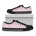 Pink Ladybug Pattern Print Black Low Top Sneakers