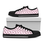 Pink Ladybug Pattern Print Black Low Top Shoes