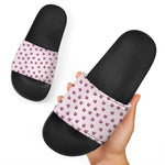 Pink Ladybug Pattern Print Black Slide Sandals