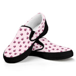 Pink Ladybug Pattern Print Black Slip On Shoes