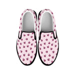 Pink Ladybug Pattern Print Black Slip On Shoes