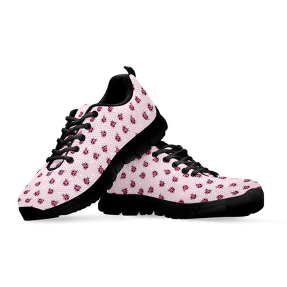 Pink Ladybug Pattern Print Black Sneakers