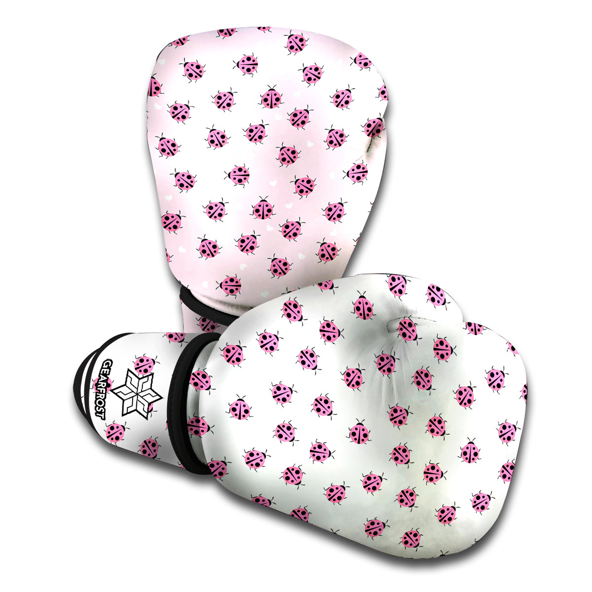 Pink Ladybug Pattern Print Boxing Gloves