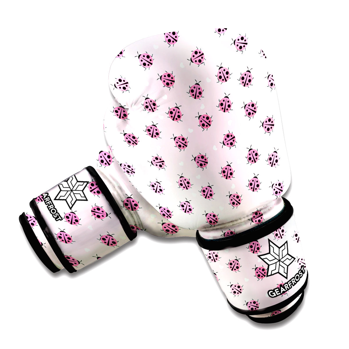 Pink Ladybug Pattern Print Boxing Gloves