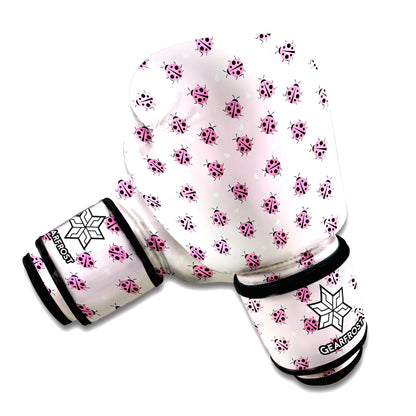 Pink Ladybug Pattern Print Boxing Gloves