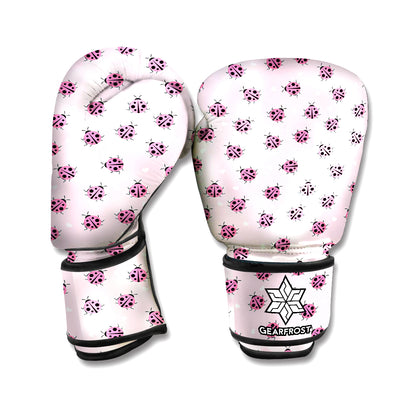 Pink Ladybug Pattern Print Boxing Gloves