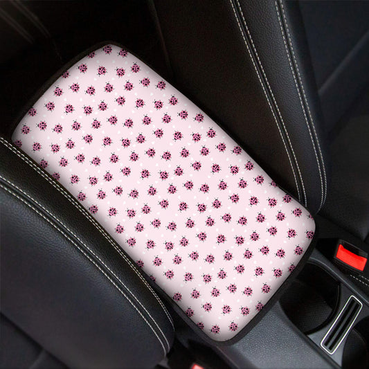 Pink Ladybug Pattern Print Car Center Console Cover