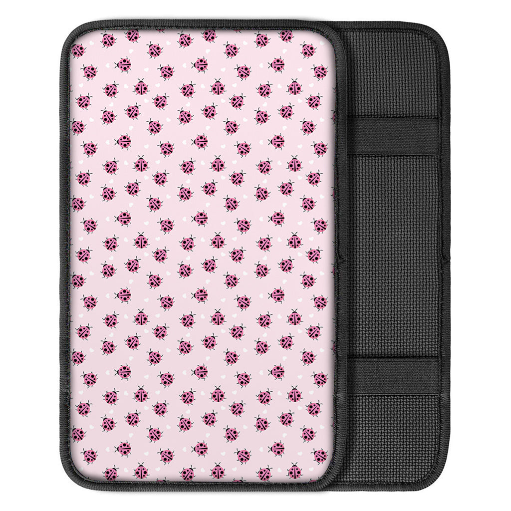 Pink Ladybug Pattern Print Car Center Console Cover
