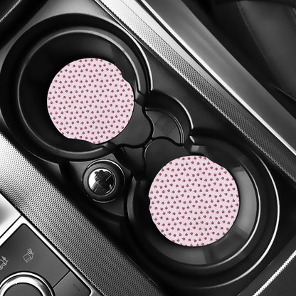 Pink Ladybug Pattern Print Car Coasters