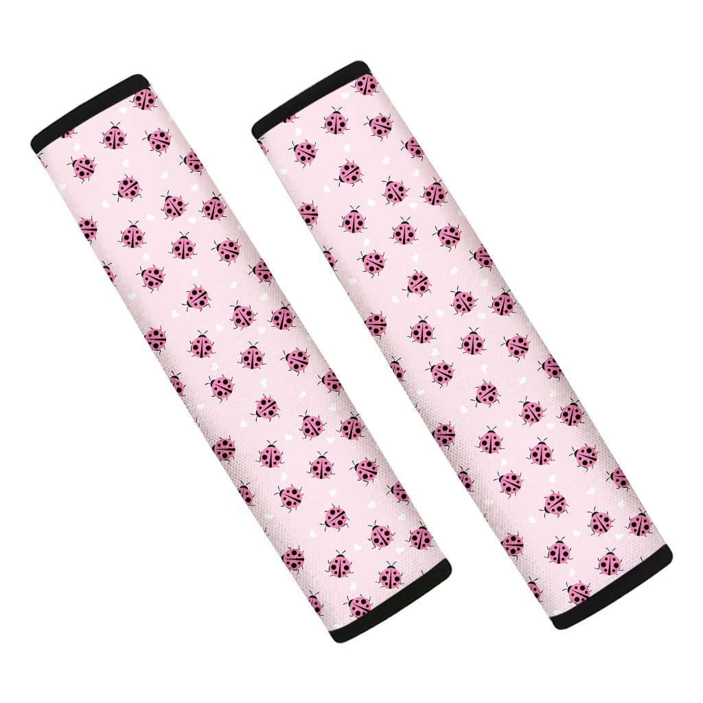 Pink Ladybug Pattern Print Car Seat Belt Covers
