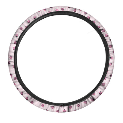 Pink Ladybug Pattern Print Car Steering Wheel Cover