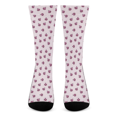 Pink Ladybug Pattern Print Crew Socks
