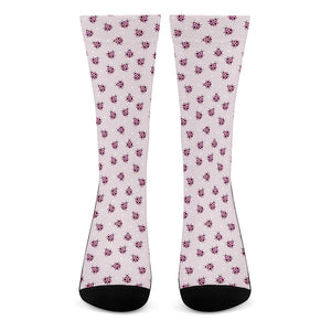 Pink Ladybug Pattern Print Crew Socks