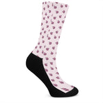 Pink Ladybug Pattern Print Crew Socks