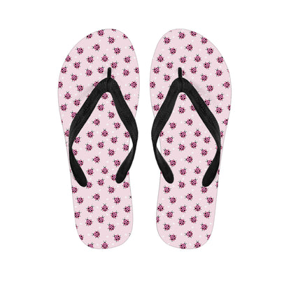Pink Ladybug Pattern Print Flip Flops