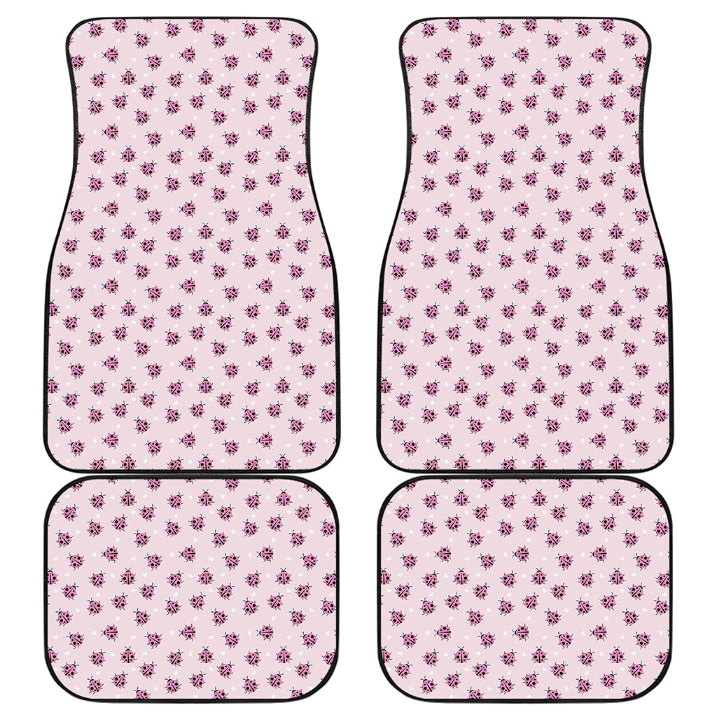 Pink Ladybug Pattern Print Front and Back Car Floor Mats