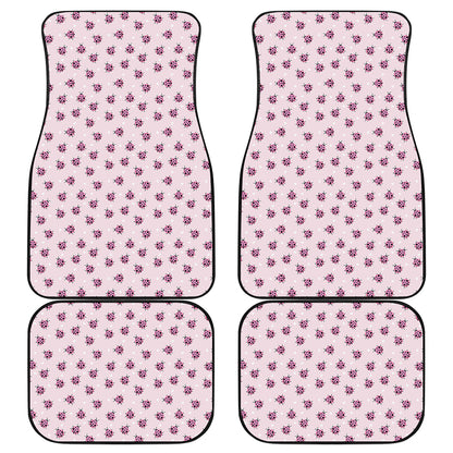 Pink Ladybug Pattern Print Front and Back Car Floor Mats