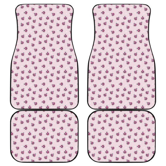 Pink Ladybug Pattern Print Front and Back Car Floor Mats