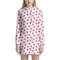 Pink Ladybug Pattern Print Pullover Hoodie Dress