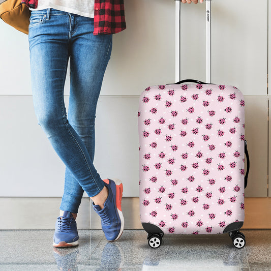 Pink Ladybug Pattern Print Luggage Cover