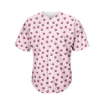 Pink Ladybug Pattern Print Men's Baseball Jersey