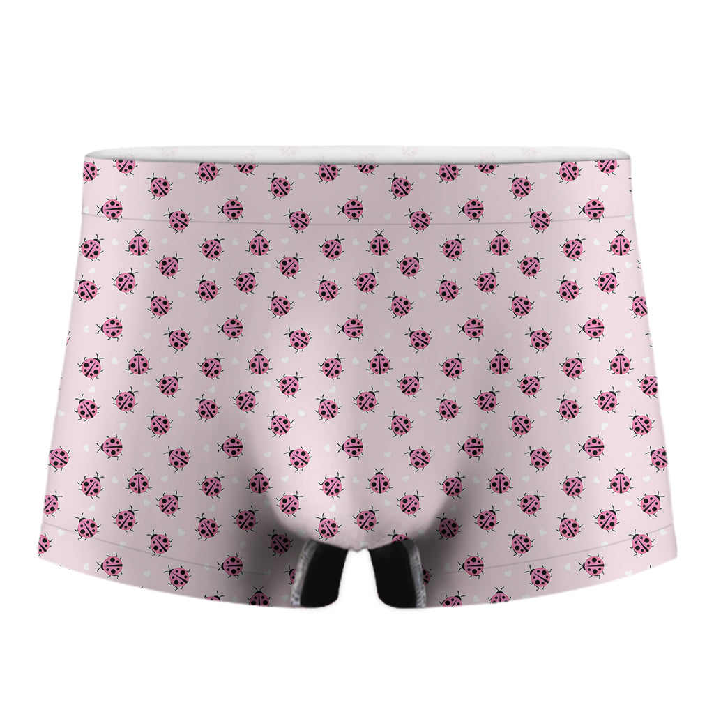 Pink Ladybug Pattern Print Men's Boxer Briefs