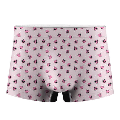 Pink Ladybug Pattern Print Men's Boxer Briefs