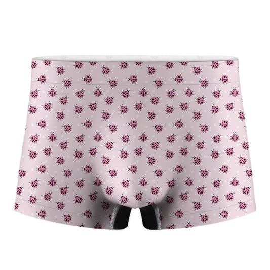 Pink Ladybug Pattern Print Men's Boxer Briefs
