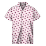 Pink Ladybug Pattern Print Men's Short Sleeve Shirt