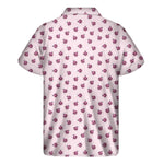 Pink Ladybug Pattern Print Men's Short Sleeve Shirt