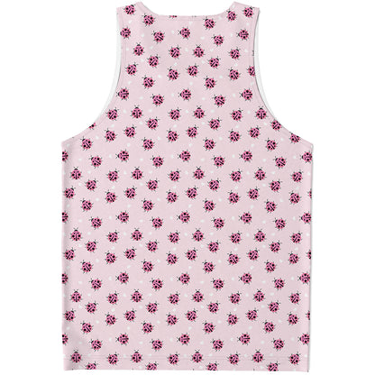 Pink Ladybug Pattern Print Men's Tank Top