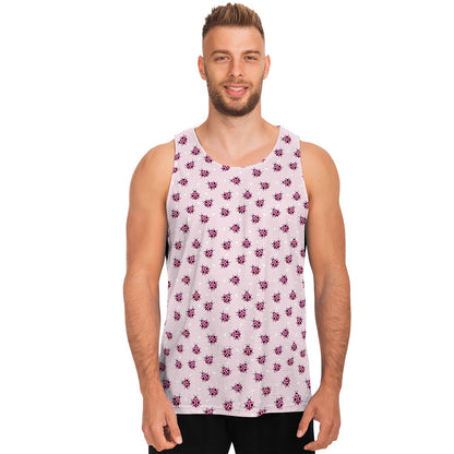 Pink Ladybug Pattern Print Men's Tank Top