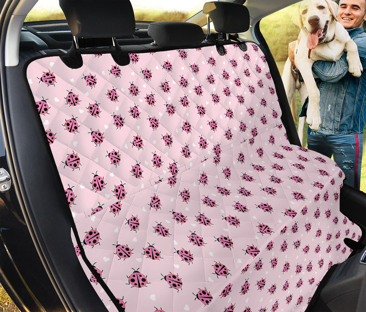 Pink Ladybug Pattern Print Pet Car Back Seat Cover