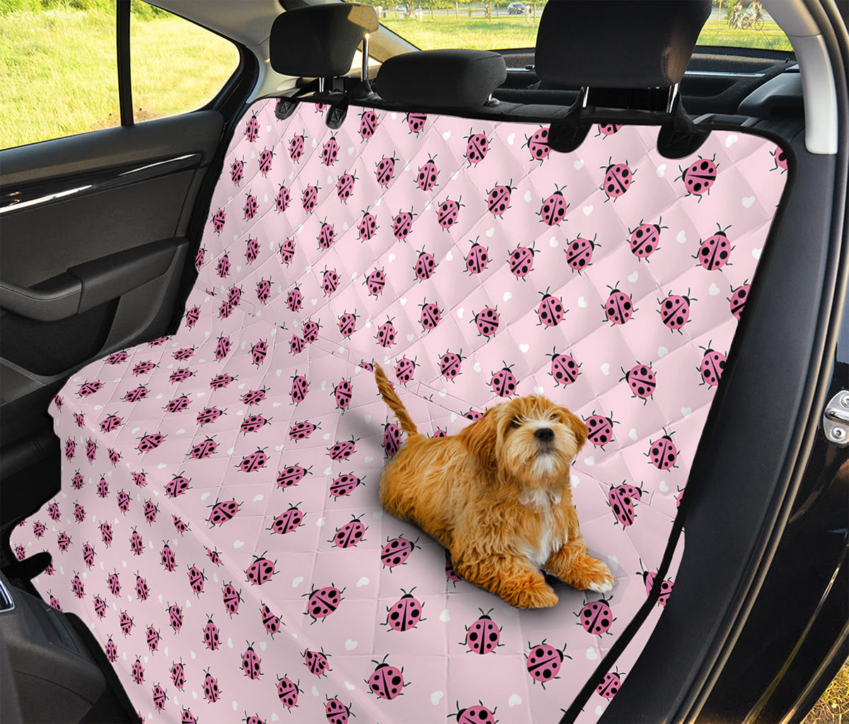 Pink Ladybug Pattern Print Pet Car Back Seat Cover