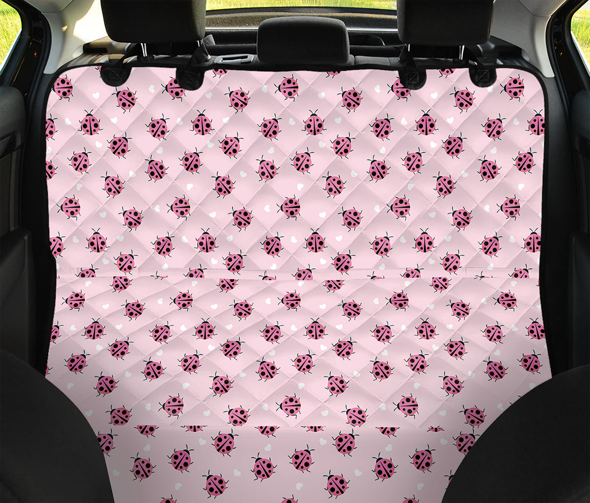 Pink Ladybug Pattern Print Pet Car Back Seat Cover
