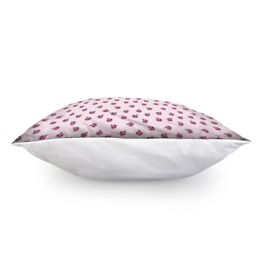 Pink Ladybug Pattern Print Pillow Cover