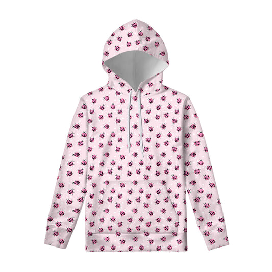 Pink Ladybug Pattern Print Pullover Hoodie