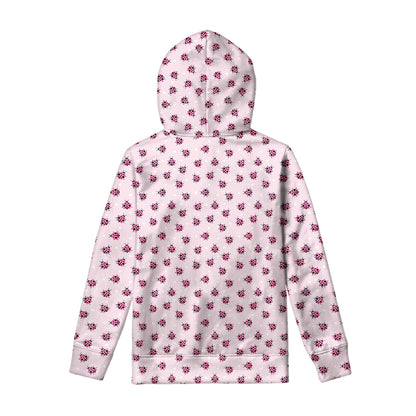 Pink Ladybug Pattern Print Pullover Hoodie