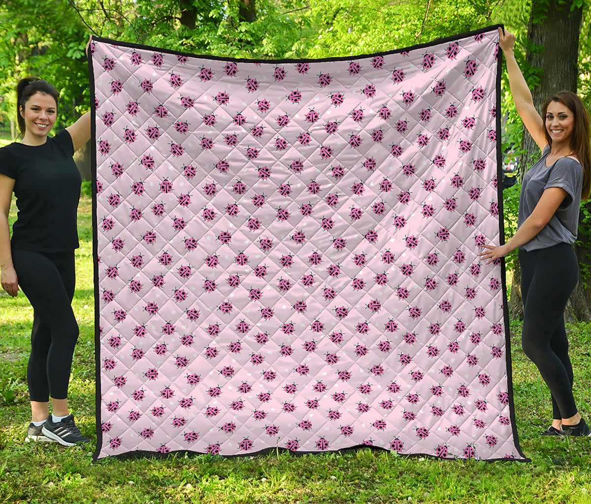 Pink Ladybug Pattern Print Quilt
