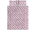 Pink Ladybug Pattern Print Quilt Bed Set