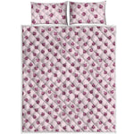Pink Ladybug Pattern Print Quilt Bed Set