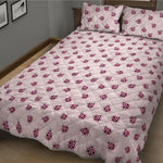 Pink Ladybug Pattern Print Quilt Bed Set
