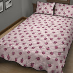 Pink Ladybug Pattern Print Quilt Bed Set