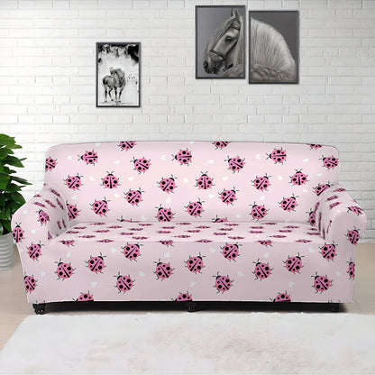 Pink Ladybug Pattern Print Sofa Cover