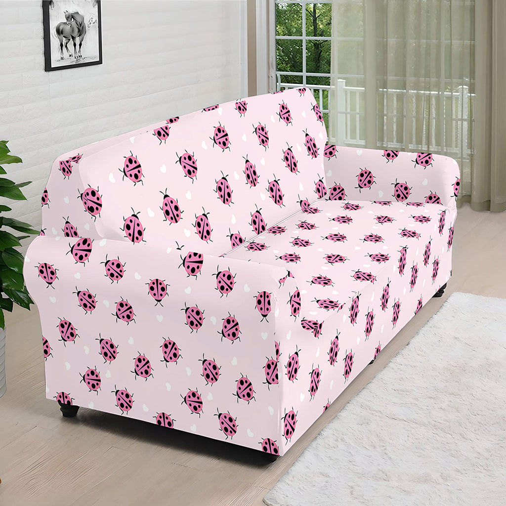 Pink Ladybug Pattern Print Sofa Cover