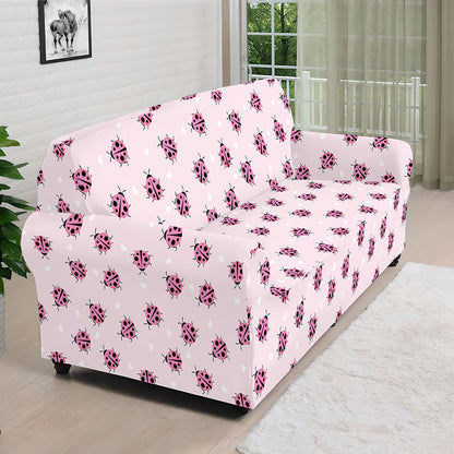 Pink Ladybug Pattern Print Sofa Cover