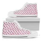 Pink Ladybug Pattern Print White High Top Shoes