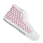 Pink Ladybug Pattern Print White High Top Shoes